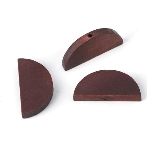 DoreenBeads Wood Spacer Beads Half Round Dark Coffee Colorful DIY Findings 30mm(1 1/8") x 14mm( 4/8"), Hole: Approx 2mm, 30 PCs