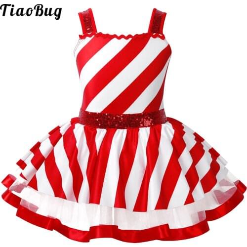 TiaoBug Kids Girls Dance Costume Sleeveless Shiny Sequins Striped Figure Ice Skating Roller Skating Baton Twirling Leotard Dress