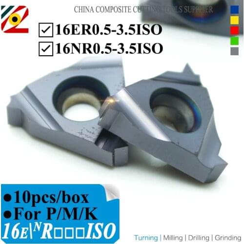 EDGEV 10PCS 16ER 16NR 16IR 0.5 0.75 1.0 1.25 1.5 1.75 2.0 2.5 3.0 ISO Threaded Carbide Inserts Threading Turning Tools