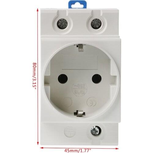 EU Type 35mm DIN Rail Mount AC Power Socket 16A 250V AC Connector Y98E