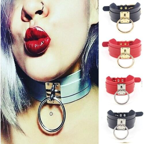 Harajuku Stainless Steel necklace Sexy Pu leather women Collar Bondage Goth Belt Choker Gothic necklace punk Women Jewellery