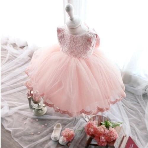 Summer New Baby Girls Dresses Fashion Net Yarn Princess Dress for Girls 2-9 Y Kids Big Bow-knot Lace Dress Baby Party Clothes