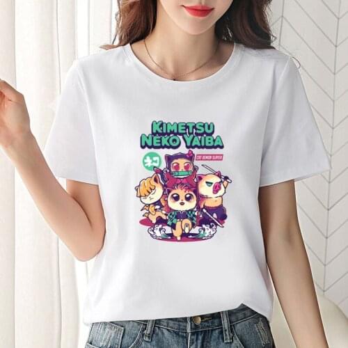 2021 Hot Japan Anime Demon Slayer Cartoon T Shirt Women Cute Kimetsu No Yaiba T-Shirt Graphic Casual Manga Fashion Loose Tshirt