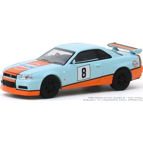 GreenLight Car 1/64 2001 Nissanss Skyline gulf GT-R Collection Metal Die-cast Simulation Model Cars Toys