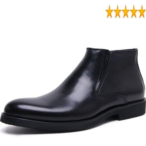 Genuine Leather Mens Ankle Brand Boots High Quality Comfortable Italian Designer Wedding Formal Dress Shoes Men for Business