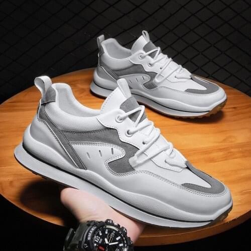 New Men Casual Shoes Summer Leather Patchwork Air Mesh Youth Loafers Street Men Lightweight Tide Sneakers