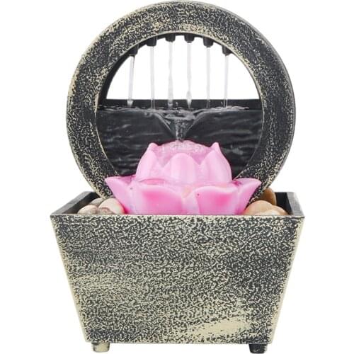 Desktop Water Fountain Portable Tabletop Waterfall Kit Soothing Relaxation Zen Meditation Lucky Lotus Fountain Home Decorations