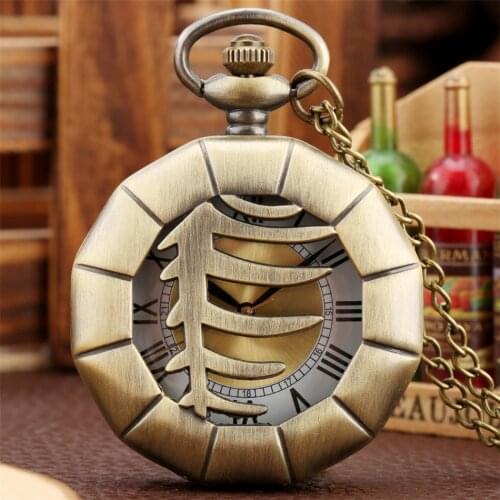 New Arrival 2020 Hollow Fish Bone Design Pocket Watch Bronze Necklace Pendant Clock Gifts Men Women Kids Dropshipping