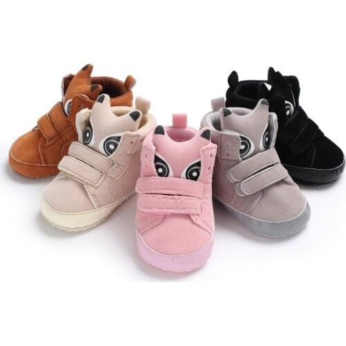 Cute Animal Print Girls Boys Shoes First Walkers Winter Warm Baby Novelty High-Top Casual Sneaker Baby Booties New