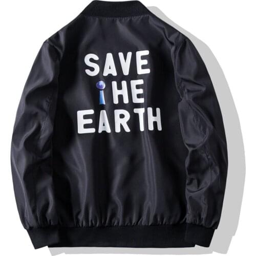 YJ712 Autumn Mens Clothing Plus Size Simple Say Letter Print Jacket Coat