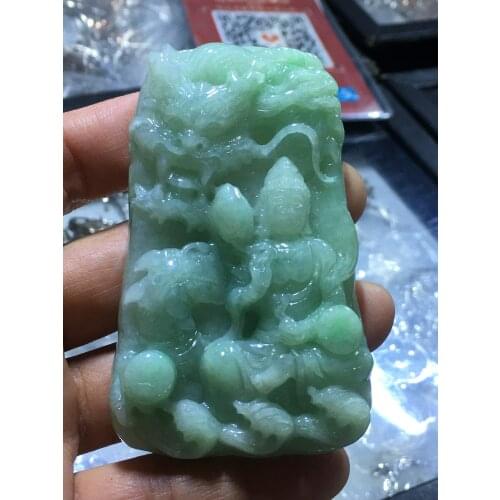 Natural 7A Myanmar jade A Hand-Carved guan yin green jade pendant necklace pendants jewelry jade necklaces