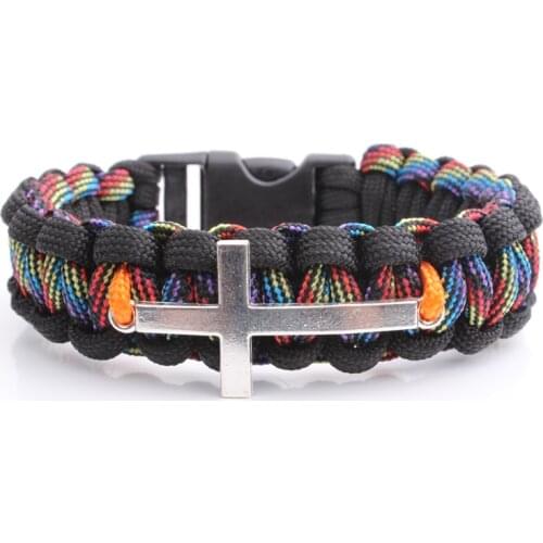 Survival Parachute Cord Military Bracelet 550 Paracord Plastic Buckle for Hiking Camping