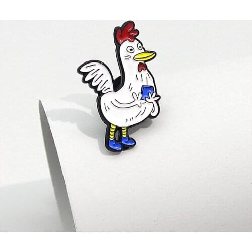 The Rooster Who Loves Learning Is Inseparable And Happy Reading Material Creative Fashion Small Animal Badge Neutral All-Match
