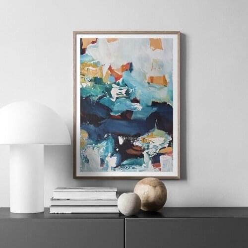 Nordic Blue White Ink Posters and Prints Abstract Painting Modern Canvas Wall Art Pictures For Living Room Bedroom Home Decor