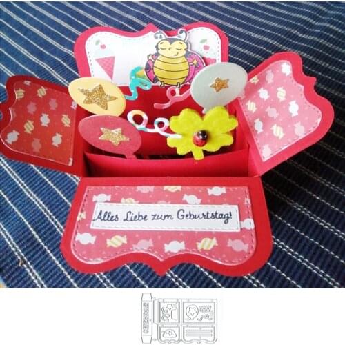 Gift Box Celebrate Metal Dies Cut Template for Embossing DIY Scrapbooking Paper Album Gift Cards Making New Stencil Craft Cuts