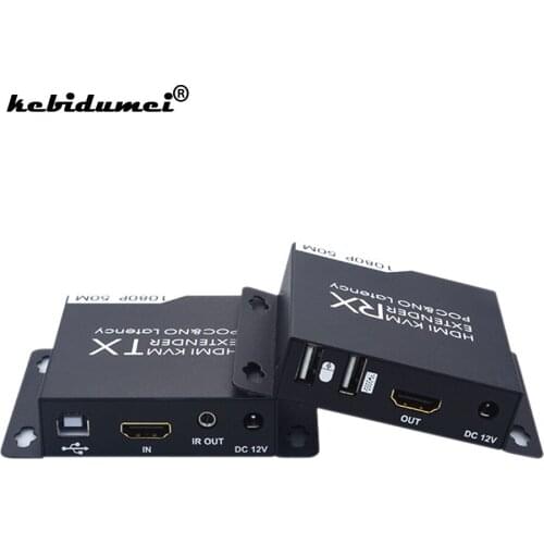 Hot HDMI-compatible Extender IR HDMI-compatible KVM Extender One Sender+One Receiver KVM Extender 50M by CAT5e/6 TCP/IP Full HD