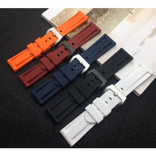 New Black Orange Blue Red White Rubber Silicone Whatchband Watch Band For Panerai strap 22mm 24mm 26mm PAM word belt and buckle