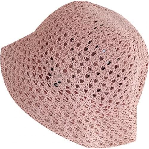 Sun Hat Solid Color Breathable Milk Fiber Fabric Knitted Bucket Hat for Women