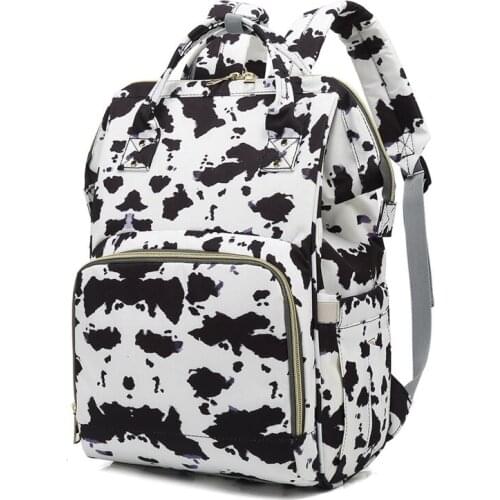 Cow Spots Print Diaper Bag Backpack Maternity Baby Changing Bag Large Capacity Backpacks