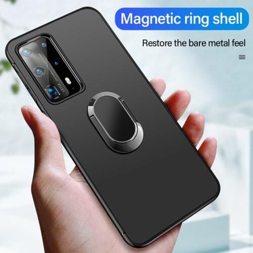 Ultra-thin Magnetic Holder Silicone Phone Case For Huawei P40 P30 P20 Lite Mate 30 20 Pro Honor Stand Finger Ring Bracket Cover