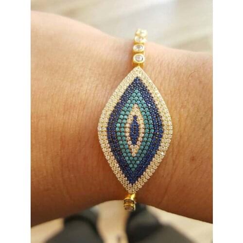 Bohemia gold silver plated rose gold color evil eye charm tennis bracelet luxury gorgeous women fashion jewelry