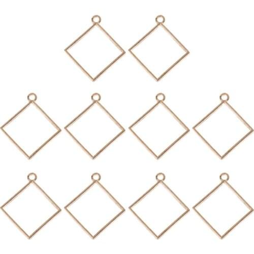 K3ND 10Pcs Square Pendant Resin Frame Open Back Bezel Setting UV Resin Jewelry DIY