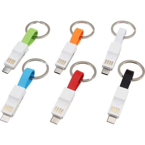 10cm Mini 3 in 1 USB Magnetic Keychain Data Charger Cable For iPhone X XS 8 Micro Usb Type C Cables for Samsung S9 Xiaomi Redmi