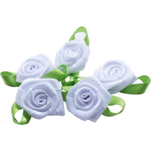 100pcs/Lot 4.5cm Mini Rose Handmade artificial Flower Bow For Wedding Decoration Craft Sewing DIY Accessories