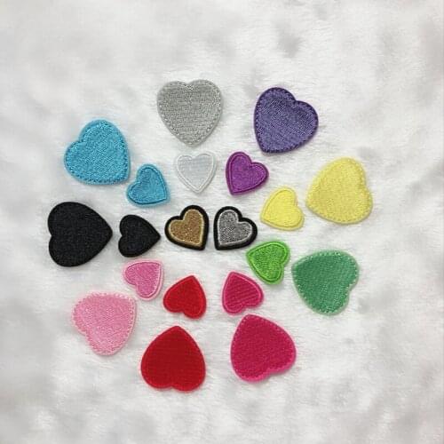 100pcs/lot Embroidery Patch Gold Silver Love Heart Clothing Decoration Sewing Accessories Diy Iron Heat Transfer Applique