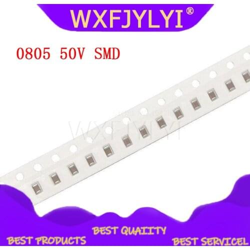 100pcs 0805 50V SMD Thick Film Chip Multilayer Ceramic Capacitor 0.5pF-47uF 10NF 100NF 1UF 2.2UF 4.7UF 10UF 1PF SMD capacitance