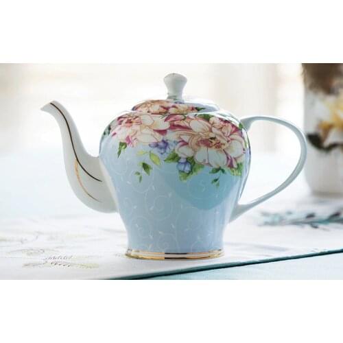 1300ML, real bone china coffee pot, porcelain floral tea maker for tea ceremony, vintage water pitcher, milk jug, cafe pour over