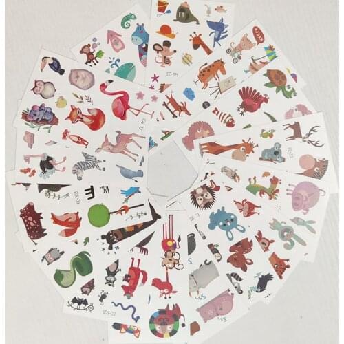 15pc Children Temporary Tatoo Sticker Waterproof Tattoo Cartoons Animal Ostrich Hippo Tattoos Hand Foot Tatouage Birthday Gift