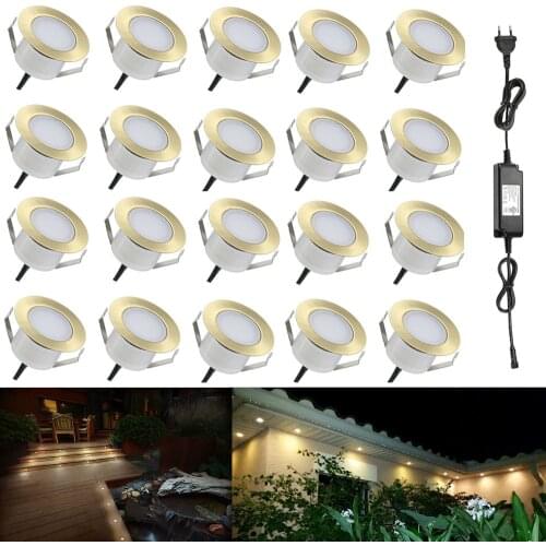 20pcs/lot 47mm Brass Warm White Outdoor Yard Terrace Kickboard Driveway Recessed Kitchen LED Deck Rail Step Stair Soffit Lights