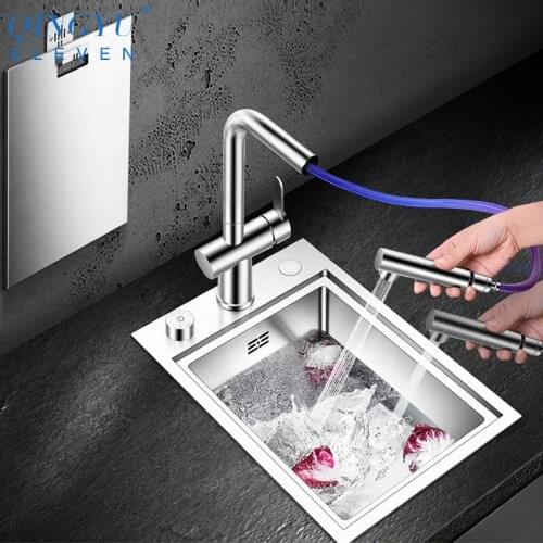 304 Stainless Steel 4mm Thickness Handmade Brushed kitchen Sink Cover hidden Above Mount Installation Small Size Kitchen Sink