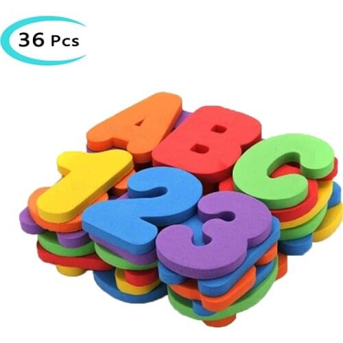 36Pcs Foam Letters Bathtub Bathroom Education Learning Toys Alphanumeric Total Bubble Stickers Childrens Puzzle DIY Toy Set New