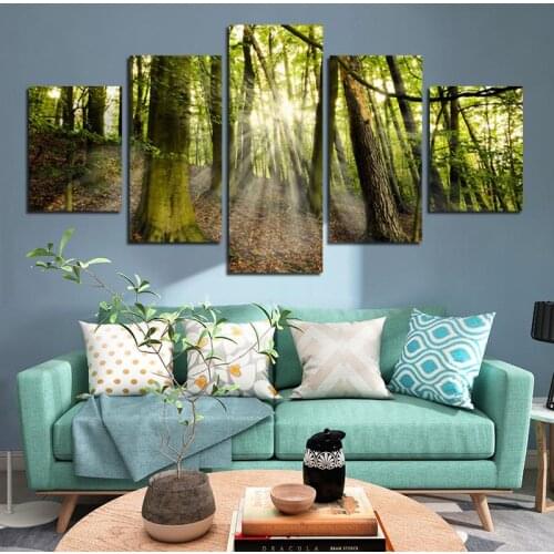5pcs Spring Green Forest Upside Down Landscape Photography HD Printing Modern Living Room Home Decoration Poster Frameless