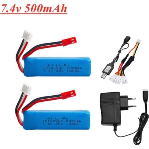 7.4V 500mAh Lipo Battery + Chager Set for WLtoys A202 A212 A222 A232 A242 A252 4WD RC Car Spare parts 7.4V Battery jst plug