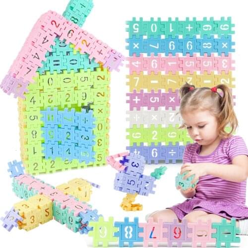 96pcs Warm Color Digital Educational Building Blocks Assembly DIY Creative Bricks Sets Wisdom Toys For Children Kids