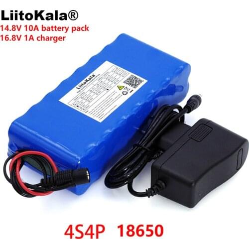 LiitoKala 14.8V 10Ah 18650 li-iom battery pack night fishing lamp heater miners lamp amplifier battery with BMS+16.8V Charger