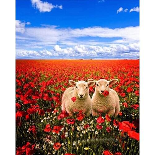 GATYZTORY DIY Full Drill Sheep Diamond Painting Animal Rhinestone Embroidery Mosaic Art Cross Stitch Gift Wall Decor