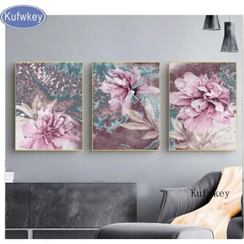 Diamond embroidery Abstract Flowers Picture diamond mosaic Cross Stitch full square Diy diamond painting 3pcs Nordic decoration