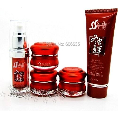 Free shipping Cordyceps sinensis professional whitening beauty wrinkle free cream set freckle beauty whitening