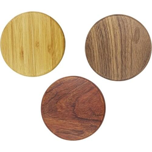 Wooden Wireless Charger Stand 10W Fast Charger Station Round Induction Charger Natural Wood Grain Design Dock LX0B