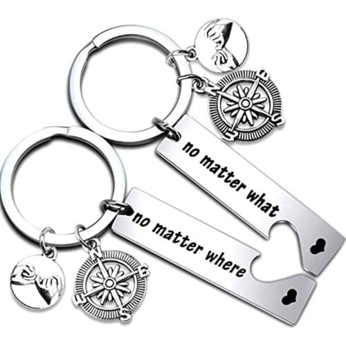 Christmas Birthday Gifts for Women Men - No Matter What No Matter Where Keychain Set Graduation Friendship Gifts