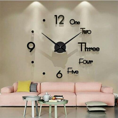 Convenient installation modern design clock big wall clock 3d DIY acrylic mirror mechanism sticker home living room decoration q