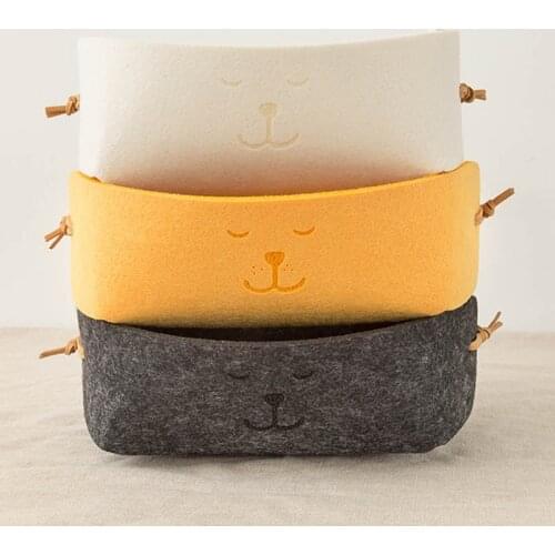 Hallway Entrance Key Case Felt Storage Basket Home Organizer Nordic Style Cute Dog Printed Small Storage Box Candy Color