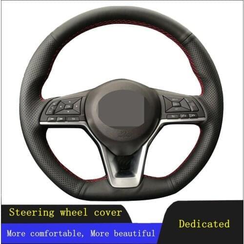 Car Steering Wheel Cover Black Hand-stitched Artificial Leather For Nissan Kicks X-TRAIL 2017 March Rogue Qashqai 2017 Serena