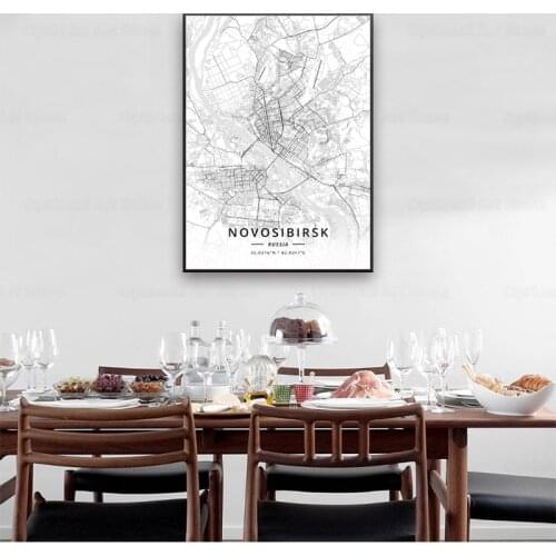 Chelyabinsk Moscow Novosibirsk Krasnoyarsk NIzhny Novgorod Kazan Russia Canvas Art Map Poster