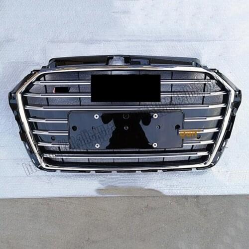 For s3 style Front grille mesh gloss Silver black cover for audi a3 / s3 2017 2018 2019 2020 car accessories