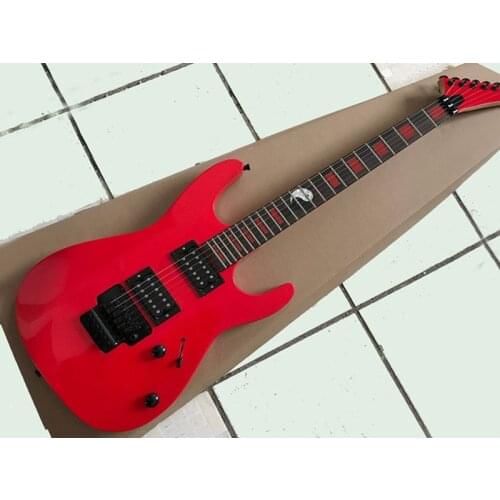 Red body Electric Guitar with Black Hardware,Rosewood Fretboard with Special inlay,Provide customized service